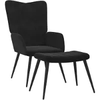 vidaXL Fauteuil relax avec pouf noir velours