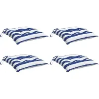 vidaXL Coussins de chaise lot de 4 rayures bleues blanches 50x50x7 cm