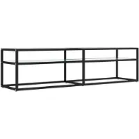 The Living Store Armoire TV blanc imitation marbre 160x40x40,5 cm verre trempé