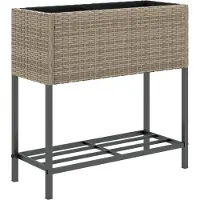 vidaXL Jardinière avec étagère gris résine tressée