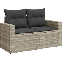 vidaXL Canapé de jardin avec coussins 2 places Poly Rattan Lounge Sofa