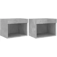 vidaXL Tables de chevet murales avec lampes LED 2 pcs. Gris béton