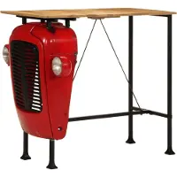 vidaXL Table de bar tracteur rouge et marron 55x120x107 cm bois massif mangue