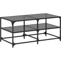 vidaXL Table basse avec dessus en verre noir 98,5x50x45 cm acier