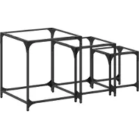 vidaXL Tables d'ensemble 3 pcs. avec plateau en verre Transparent Acier