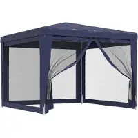 The Living Store Tente de réception avec 4 parois latérales en maille bleue 3x3 m HDPE