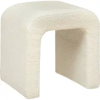 Atmosphera Pouf en tissu à bouclettes "Servi" - Blanc cassé - L 41 x P 35,5 x H 43 cm