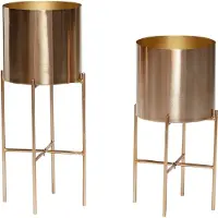 Hubsch Airy Pot En Laiton (lot De 2) | 270610