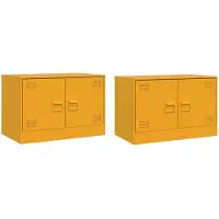 vidaXL Armoires TV 2 pcs jaune moutarde 67x39x44 cm acier