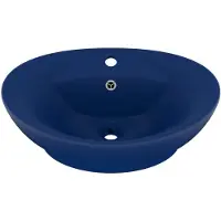 vidaXL Lavabo de luxe Débordement Mat Bleu foncé 58,5x39cm Céramique