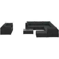 vidaXL Set de jardin Lounge avec coussins Poly Rattan Salon de jardin Outdoor