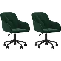 vidaXL Chaise de salle à manger 2 pcs. Pivotant Vert foncé Velours