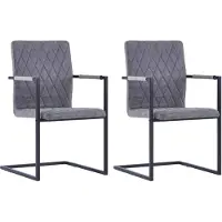 vidaXL Chaises à manger cantilever lot de 2 gris foncé similicuir281679