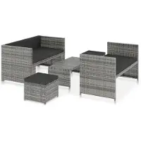 vidaXL Ensemble de salon de jardin 5 pièces avec coussins Poly Rattan Gris