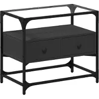 vidaXL Armoire TV avec plateau en verre noir 60x35x51 cm Bois composite