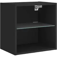 vidaXL Table de nuit murale avec lampes LED Noir