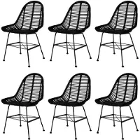 vidaXL Chaise de salle à manger 6 pcs. noir naturel rotin