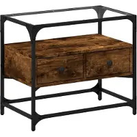 vidaXL Armoire TV avec plateau en verre chêne fumé 60x35x51cm Bois composite