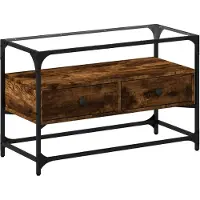 vidaXL Armoire TV avec plateau en verre chêne fumé 80x35x51cm Bois composite