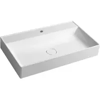 Sapho TWIG lavabo en fonte de marbre incl. cache-siphon 80x47cm, blanc