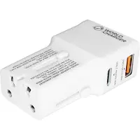 Prio Fast Charge World Chargeur de voyage 25W PD PPS (USB C) + QC 3.0 (USB A) blanc