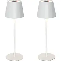 QAZQA Ensemble de 2 lampes de table blanches avec variateur et RGBW rechargeables - Murdock