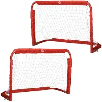 HOMCOM Buts de football Filet de football Set de 2 mini-buts pliables Acier rouge 90 x 36 x 60 cm A62-027