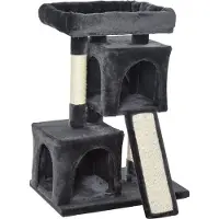 PawHut Arbre à chat Arbre à griffer Arbre à chat avec colonnes en sisal Gris foncé