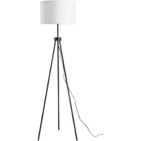 HOMCOM Lampadaire Lampadaire E27, acier+polyester, 37x37x152cm (noir+blanc)
