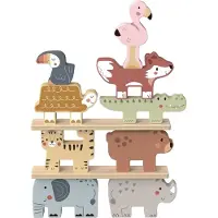 Tooky Toy Blocs en bois Puzzle Tower Stacker Stacks Animaux Montessori 13 Pcs.