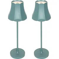 QAZQA Lot de 2 lampes de table rétro bleu minéral rechargeables IP44 - Granny