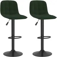 vidaXL Tabouret de bar 2 pcs. Vert foncé velours
