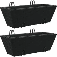 vidaXL Jardinières avec crochets 2 pcs noir résine tressée