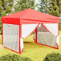The Living Store Tente de réception pliable avec parois latérales rouge 3x3 m