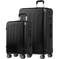 TRVLMORE Set de valises - 2 pièces - 45L Hand Luggage + 115L Spacious Luggage - TSA Lock - Lightweight - Travel Suitcase Set - Trolley - Black