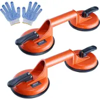 Vevor Ventouse de Carrelage 119 mm Double Ventouse de Vitre 2PCS Charge 150 kg avec Poignée en Alliage d'Aluminium Ventouse de Levage Industriel pour Poser Plaques de Verre Granit Carrelage Métal Bois