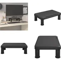 vidaXL Support d'écran noir 38x24x10,5 cm - Support d'écran - Rehausse de bureau - Rehausse d'écran - Support d'écran