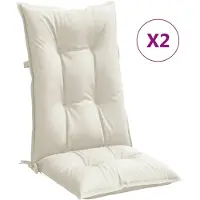 vidaXL Coussins de chaise à haut dossier 2 pcs. Melange Crème 120x50x7 cm Tissu