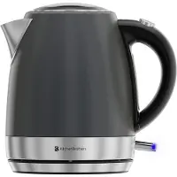 Kitchenbrothers Bouilloire - électrique - 1 litre - petite taille pour le camping - bouilloire de voyage avec filtre anti-calcaire - acier inoxydable
