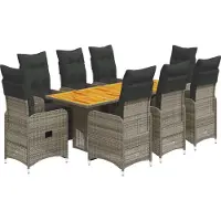 vidaXL Ensemble de jardin bistrot 9 pièces avec coussins Gris Poly rotin