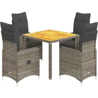 vidaXL Ensemble de jardin bistrot 5 pièces avec coussins Gris Poly rotin
