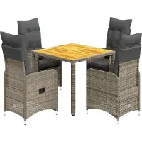 vidaXL Ensemble de jardin bistrot 5 pièces avec coussins Gris Poly rotin
