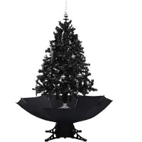 vidaXL Arbre de Noël neigeux avec base de parapluie Noir 140 cm PVC