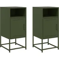 vidaXL Tables de chevet 2 pcs vert olive 36x39x78 cm acier