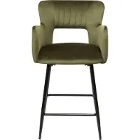 Beliani Lot de 2 chaises de bar en velours vert olive chaises rembourrées salle à manger cuisine meubles modernes