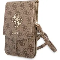 GUESS Sacoche de téléphone bandoulière - Pochette d'épaule pour smartphone avec lanière logo 4G - Brun