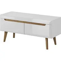 Feldmann-Wohnen Meuble TV bas, commode TV, 107 cm, blanc brillant, chêne Riviera
