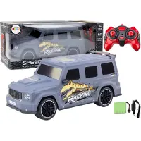 Lean Toys Voiture télécommandée Rc avec dinosaure à l'échelle 1:10 gris