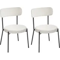 Beliani Ensemble de 2 chaises de salle à manger en acier bouclé blanc pieds noirs sans accoudoirs meubles de salle à manger de style moderne
