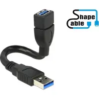 DeLOCK ShapeCable - Rallonge de câble USB - USB type A (F) pour USB type A (M) - USB 3.0 - 15 cm - noir